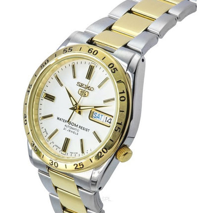 Seiko 5 Two Tone Stainless Steel White Dial 21 Jewels Automatic SNKE04J1 Unisex Watch