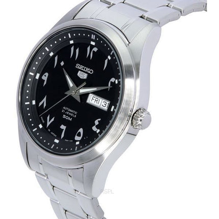 Refurbished Seiko 5 Stainless Steel Black Arabic Dial Automatic SNKP21 SNKP21J1 SNKP21J Men's Watch