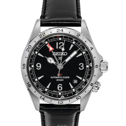 Seiko Prospex Alpinist GMT Leather Strap Black Dial Automatic SPB379J1 200M Men's Watch
