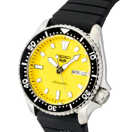 Seiko 5 Sports SKX Redux Silicone Strap Yellow Dial Automatic SRPL87K1 100M Men's Watch