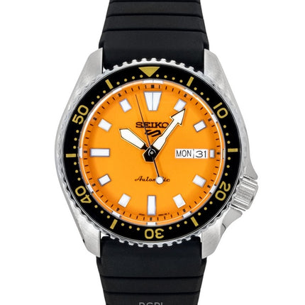 Seiko 5 Sports SKX Redux Silicone Strap Orange Dial Automatic SRPL89K1 100M Men's Watch