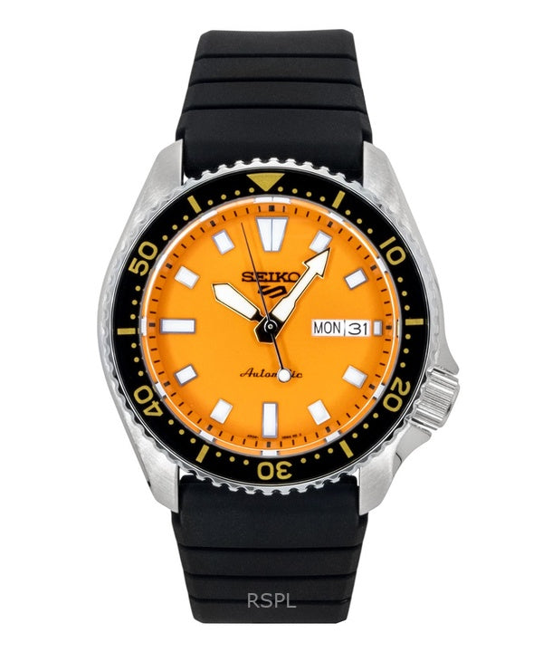 Seiko 5 Sports SKX Redux Silicone Strap Orange Dial Automatic SRPL89K1 100M Men's Watch