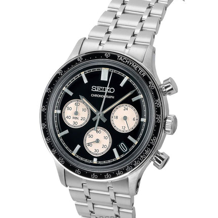 Seiko Chronograph Stainless Steel Black Dial Quartz SSB479P1 Men's Watch