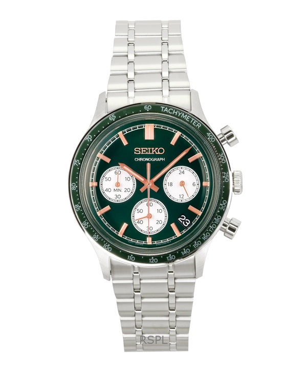 Seiko Chronograph Stainless Steel Green Dial Quartz SSB481P1 Men's Watch
