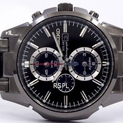 Seiko Solar Chronograph Alarm Black SSC095 SSC095P1 SSC095P Men's Watch