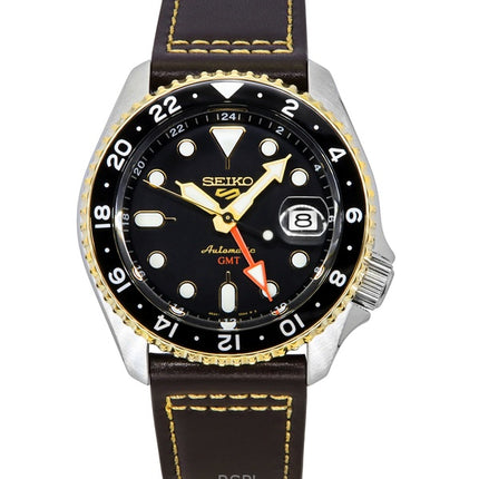 Seiko 5 Sports SKX GMT Leather Strap Brown Dial Automatic SSK036K1 100M Men's Watch