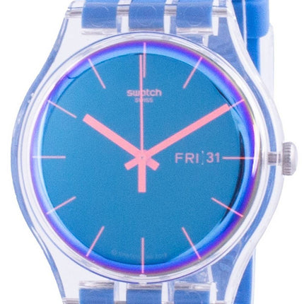 Swatch Polablue Blue Dial Silicone Strap Quartz SUOK711 Mens Watch