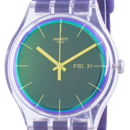 Swatch Polapurple Purple Dial Silicone Strap Quartz SUOK712 Mens Watch