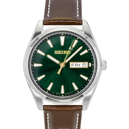 Seiko Neo Classic Leather Strap Green Dial Quartz SUR449P1 100M Men's Watch