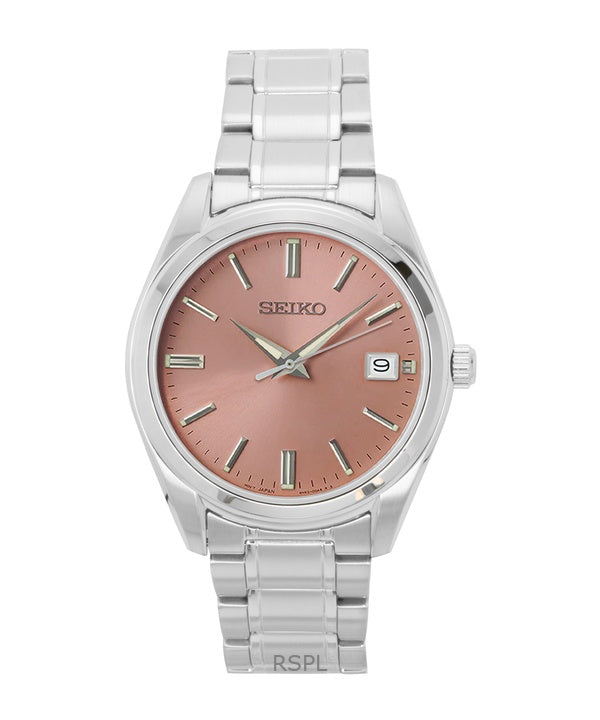 Seiko Stainless steel Salmon Dial Quartz SUR523P1 100M Men's Watch