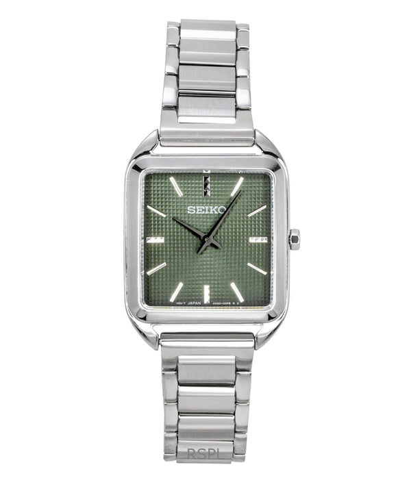 Seiko Essentials Stainless Steel Green Dial Quartz SWR075P1 Women's Watch