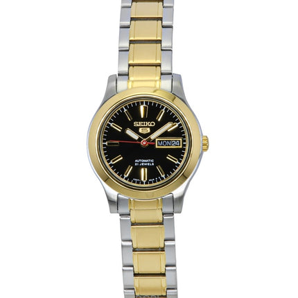 Seiko 5 Two Tone Stainless Steel Black Dial 21 Jewels Automatic SYMD94K1 Women's Watch