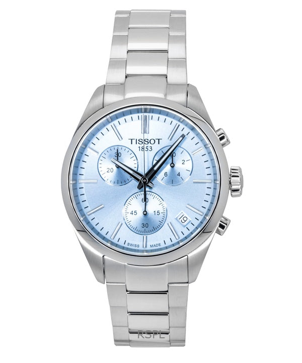 Tissot PR 100 Chronograph Stainless Steel Ice Blue Dial Quartz T150.417.11.351.00 100M Men's Watch