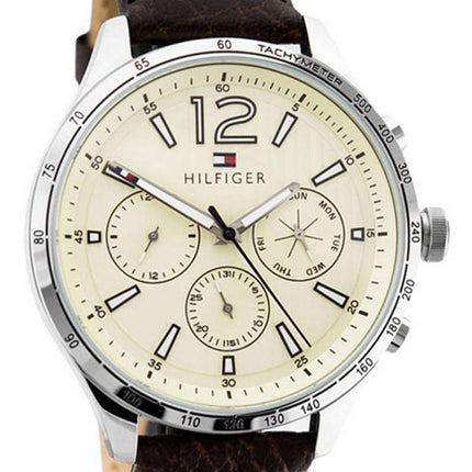 Tommy Hilfiger Gavin Beige Dial Leather Strap Quartz 1791467 Mens Watch