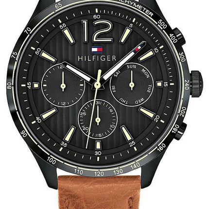 Tommy Hilfiger Gavin Black Dial Leather Strap Quartz 1791470 Mens Watch