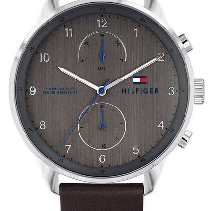 Tommy Hilfiger Chase Grey Dial Leather Strap Quartz 1791579 Mens Watch