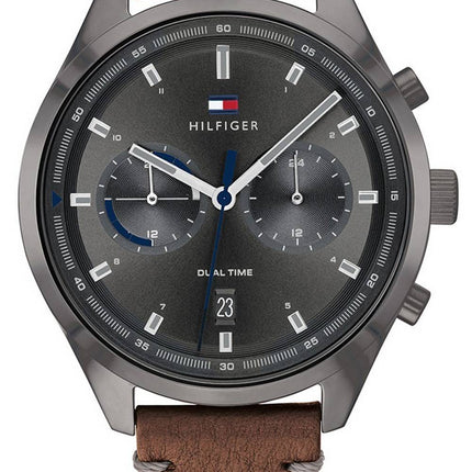 Tommy Hilfiger Bennett Grey Dial Leather Strap Quartz 1791730 Mens Watch