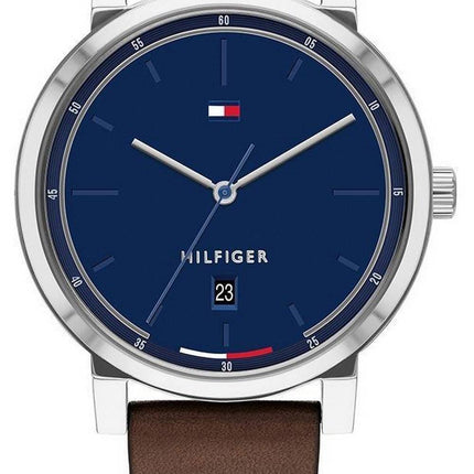 Tommy Hilfiger Thompson Blue Dial Leather Strap Quartz 1791780 50M Mens Watch