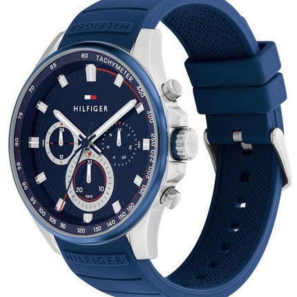 Tommy Hilfiger Max Silicone Strap Multifunction Blue Dial Quartz 1791970 Mens Watch