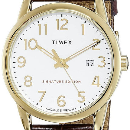Timex Easy Reader Signature Edition Leather Strap Quartz TW2R65100 Mens Watch