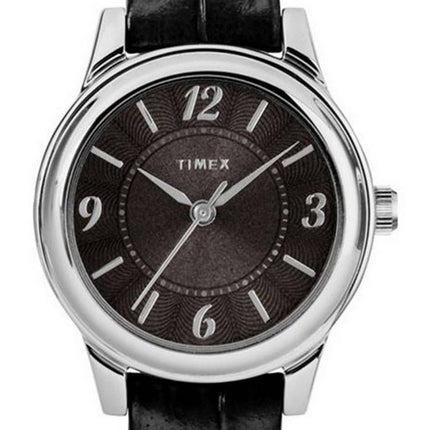 Timex Croco Black Dial Leather Strap Quartz TW2R86300 Womens Watch