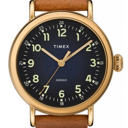 Timex Standard Blue Dial Leather Strap Quartz TW2T20000 Mens Watch
