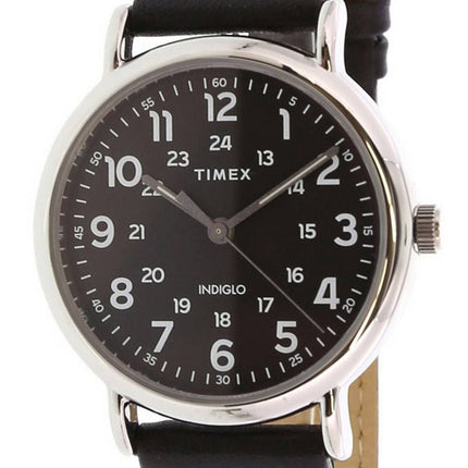 Timex Weekender Black Dial Leather Strap Quartz TW2T30700 Mens Watch