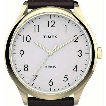 Timex Modern Easy Reader White Dial Leather Strap Quartz TW2T71600 Mens Watch