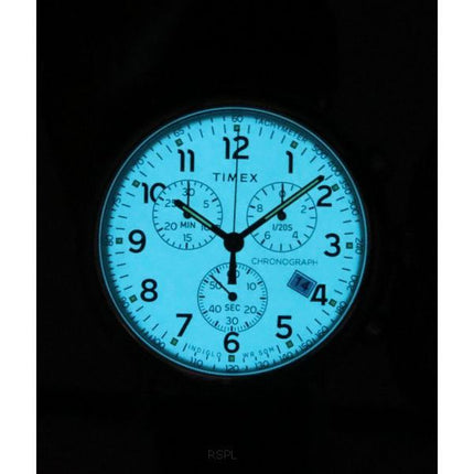Timex Standard Chronograph Leather Strap Luminous Beige Dial Quartz TW2V27600 Mens Watch