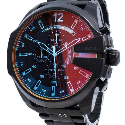 Refurbished Diesel Mega Chief black Ion Plated Brown Dial DZ4318 Men's Watch