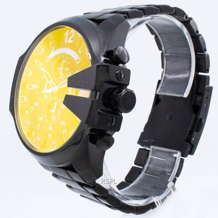 Refurbished Diesel Mega Chief black Ion Plated Brown Dial DZ4318 Men's Watch