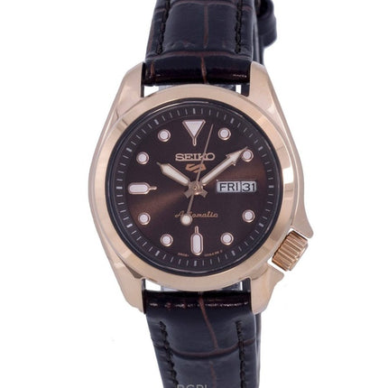 Refurbished Seiko 5 Sports Compact Leather Brown Dial Automatic SRE006K1 100M Women's Watch