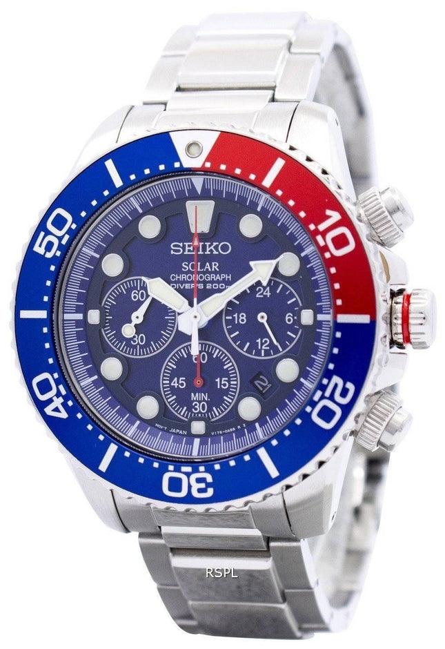 Refurbished Seiko Prospex Divers SSC019 SSC019P1 SSC019P Solar Chronograph 200M Men's Watch