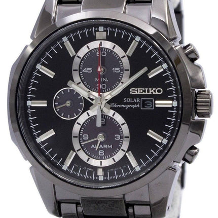 Refurbished Seiko Solar Chronograph Alarm Black SSC095 SSC095P1 SSC095P 100M Men's Watch
