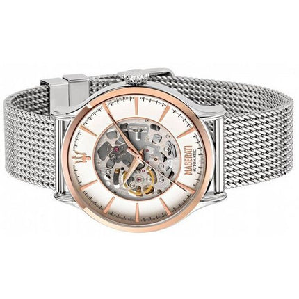 Refurbished Maserati Epoca Skeleton White Dial Stainless Steel Automatic R8823118004 Men's Watch