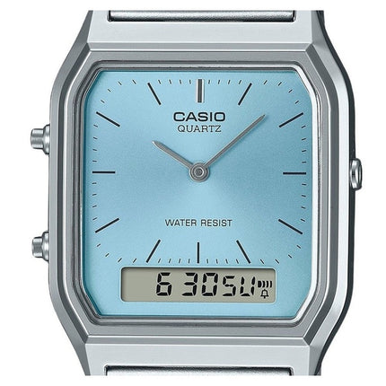 Refurbished Casio Vintage Analog Digital Stainless Steel Turquoise Dial Quartz AQ-230A-2A1 Unisex Watch