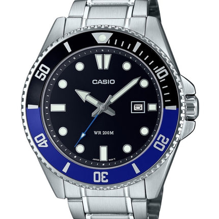 Refurbished Casio Standard Analog Stainless Steel Black Dial Quartz MDV-107D-1A2 200M Men's Watch