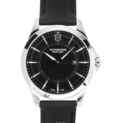 Victorinox Alliance Leather Strap Black Dial Quartz 241904 100M Men's Watch With Knife Set