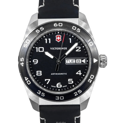 Victorinox Swiss Army Leather Strap Black Dial Quartz 242041 100M Men's Watch