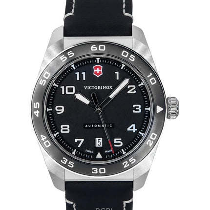 Victorinox Swiss Army Leather Strap Black Dial Automatic 242044 100M Men's Watch