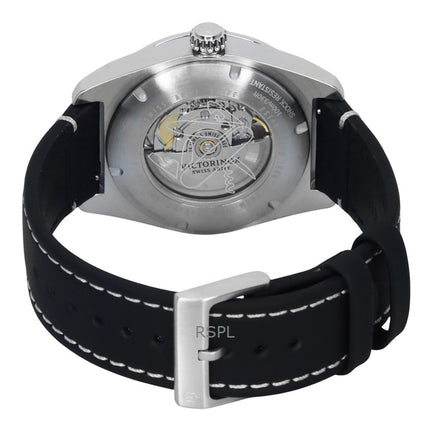 Victorinox Swiss Army Leather Strap Black Dial Automatic 242044 100M Men's Watch