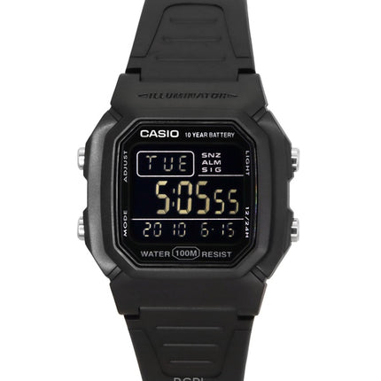 Casio Digital Black Dual Time Resin Strap Quartz W-800H-1BV 100M Men's Watch