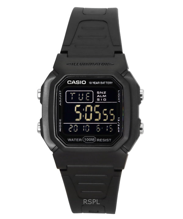 Casio Digital Black Dual Time Resin Strap Quartz W-800H-1BV 100M Men's Watch