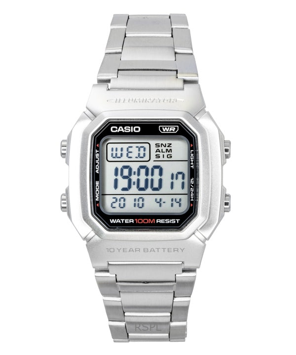 Casio Digital Stainless Steel Bracelet Quartz W-800HD-1AV 100M Men's Watch