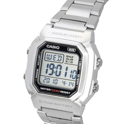 Casio Digital Stainless Steel Bracelet Quartz W-800HD-1AV 100M Men's Watch