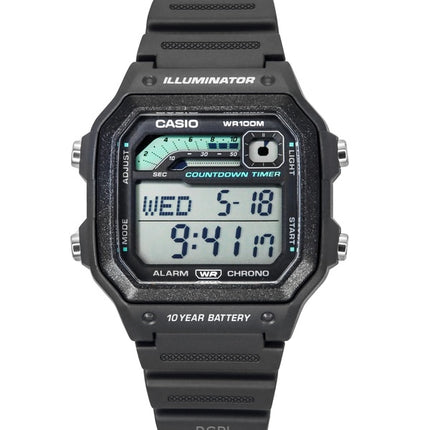 Casio Standard Digital Resin Strap Gray Quartz WS-1600H-8AV 100M Mens Watch