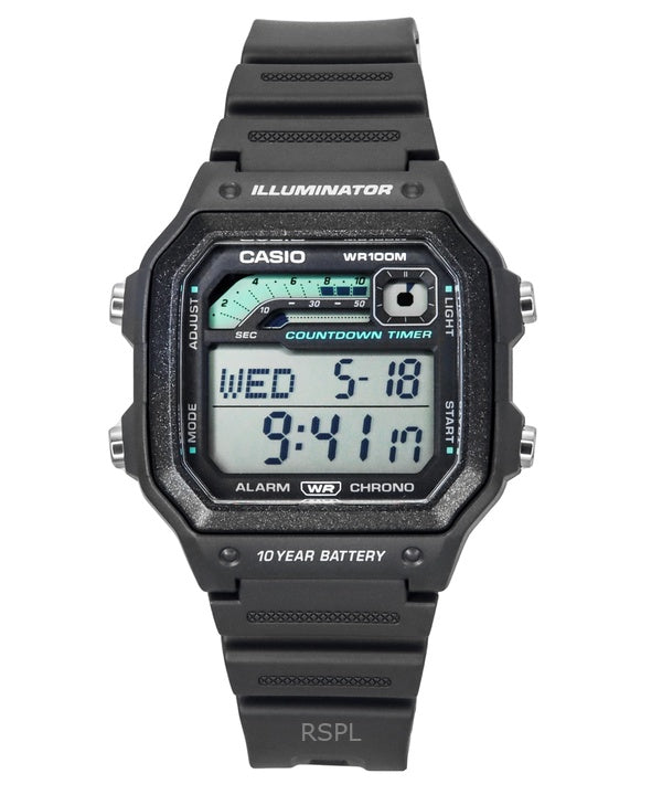 Casio Standard Digital Resin Strap Gray Quartz WS-1600H-8AV 100M Mens Watch