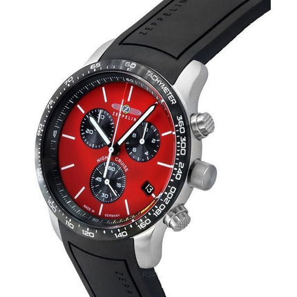 Zeppelin Night Cruise Chronograph Rubber Strap Red Dial Quartz 72885KB 100M Men's Watch