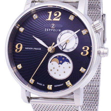 Zeppelin Series Luna Moon Phase Germany Made 7637M-3 7637M3 Women's Watch