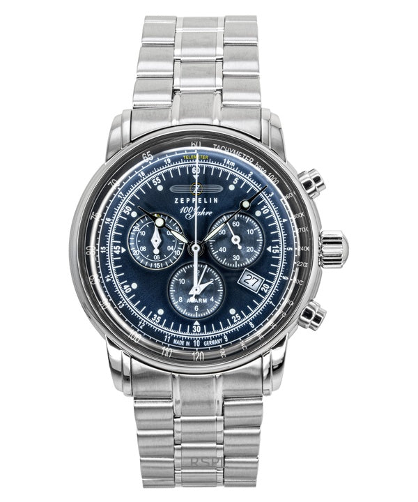 Zeppelin 100 Jahre Chronograph Stainless Steel Blue Dial Quartz 7680MB3 Men's Watch